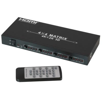 4x4 HDMI 4K 2160 / 1080p 3D Matrix Switch with IR remote